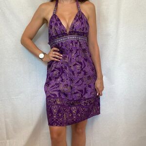 Love Shop Purple Floral Halter Mini Dress